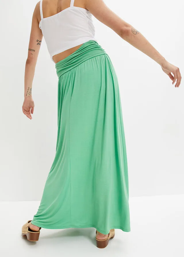 Falda larga con twist Verde ópalo