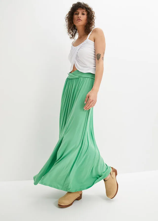 Falda larga con twist Verde ópalo