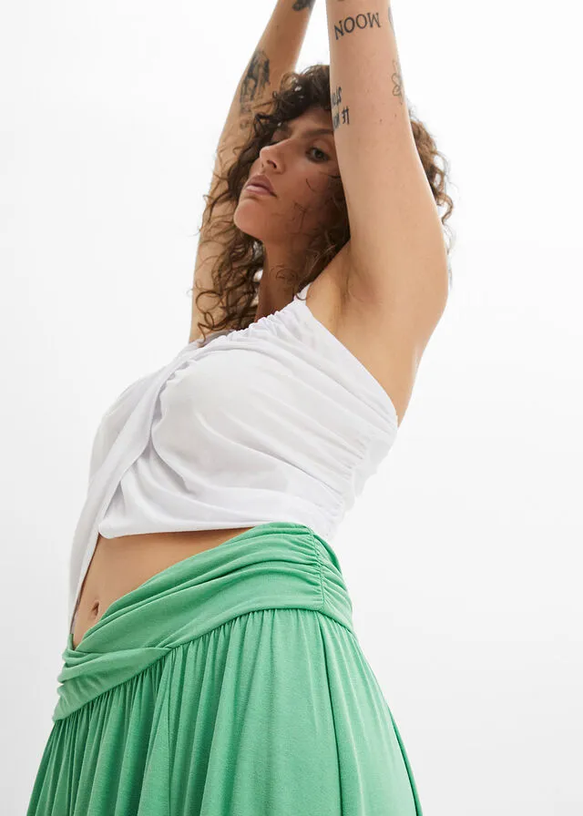 Falda larga con twist Verde ópalo