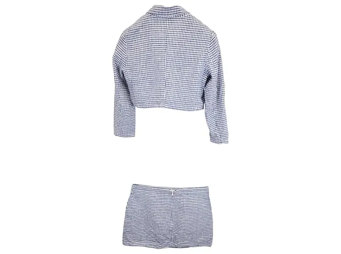 Falda mini de lino azul a cuadros Elton de Reformation 