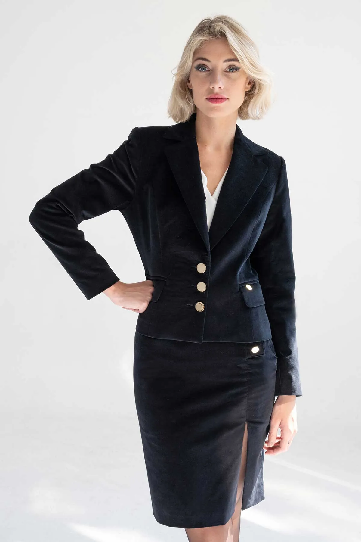 Falda Terciopelo con botones nickle free