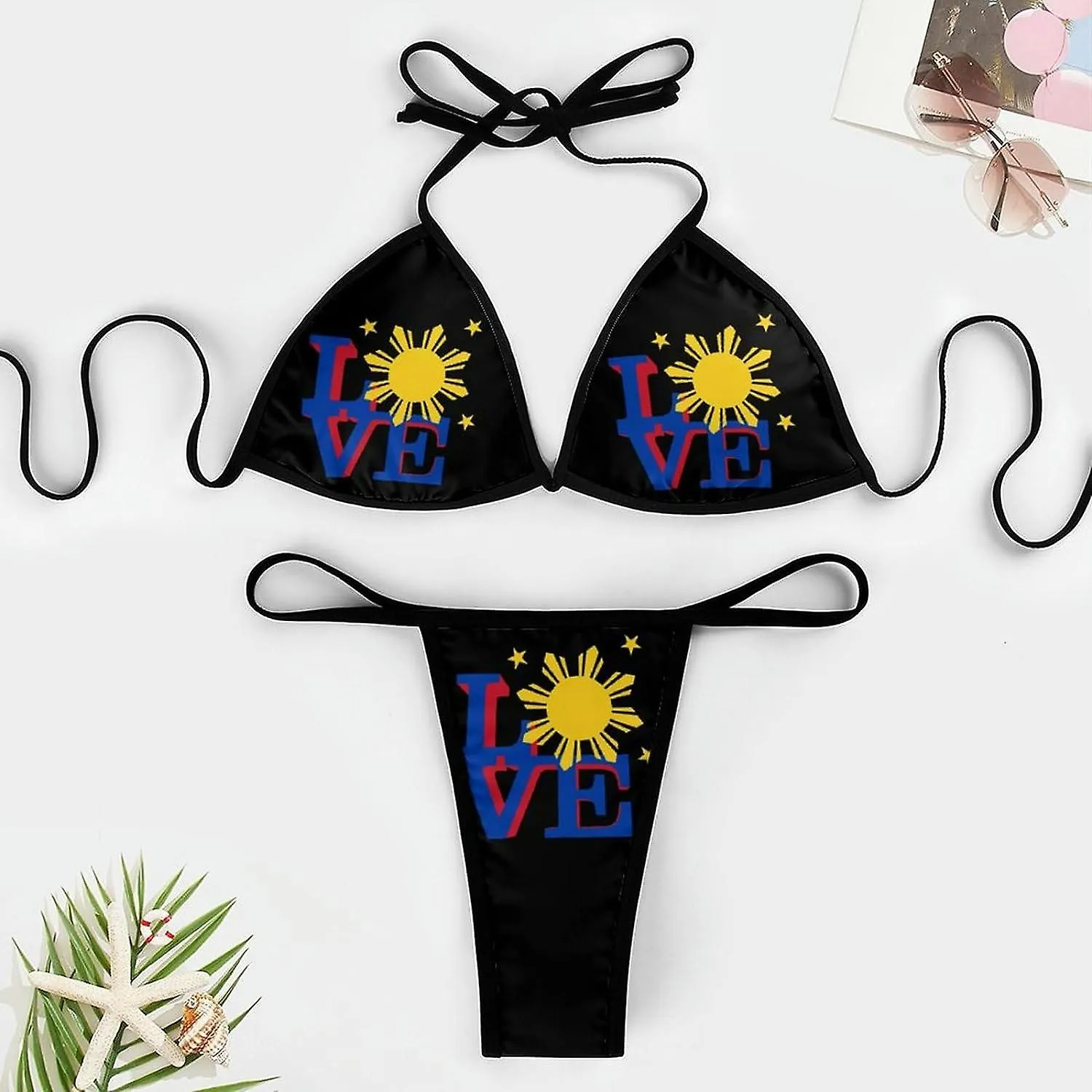 FILIPINO SUN LOVE CONJUNTOS DE BIKINI PARA MUJER TRAJE DE BAñO DE 2 PIEZAS TRAJE DE BAñO SEXY TRIáNGULO HALTER ESTILO TRAJE28MP