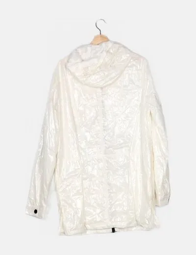 Forever 21 Impemeable con capucha blanco