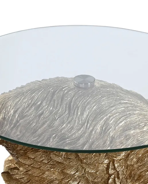 Fíjalo Mesita auxiliar resina cristal 60 x 60 x 62 avestruz