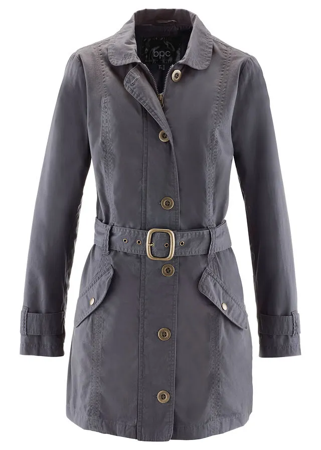 Gabardina de algodón con cinturón pizarra