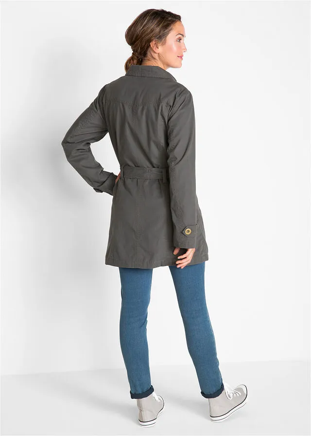 Gabardina de algodón con cinturón pizarra