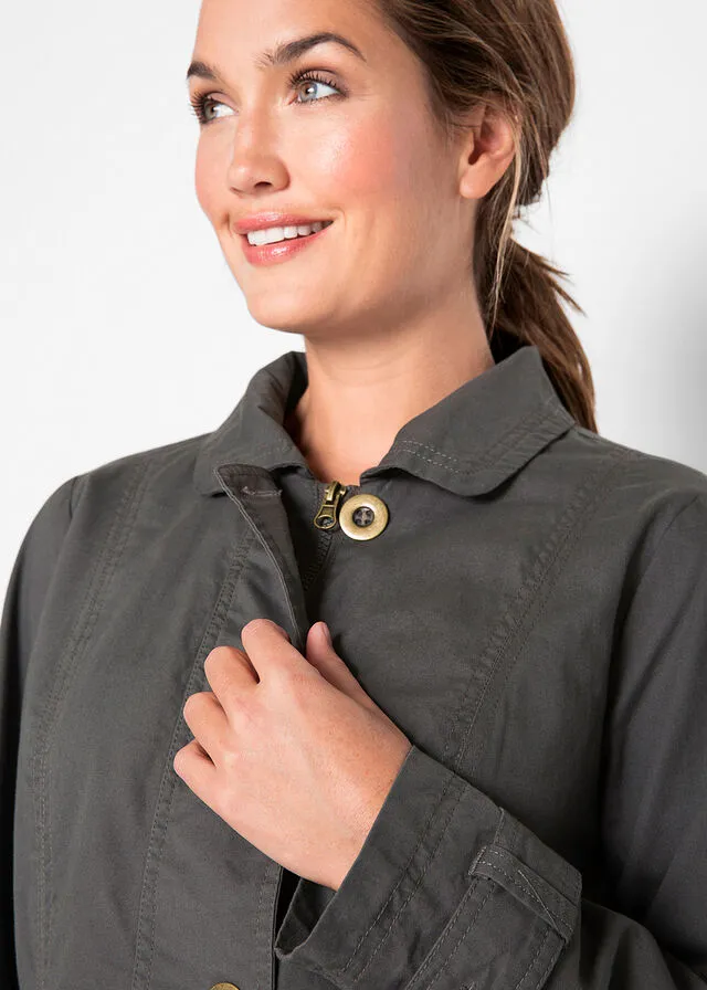 Gabardina de algodón con cinturón pizarra
