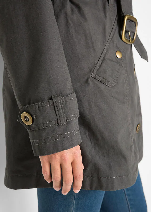 Gabardina de algodón con cinturón pizarra