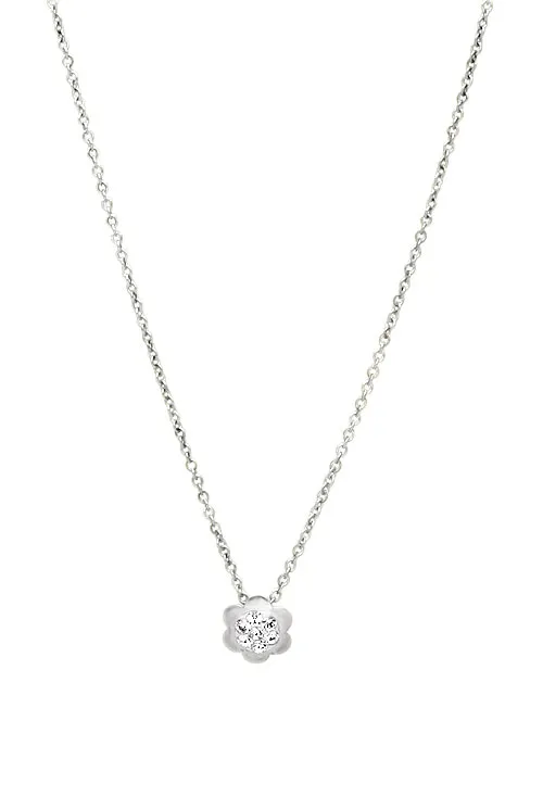 Gargantilla oro blanco 18k motivo flor con circonitas