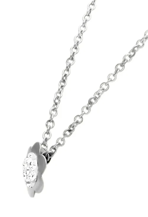 Gargantilla oro blanco 18k motivo flor con circonitas