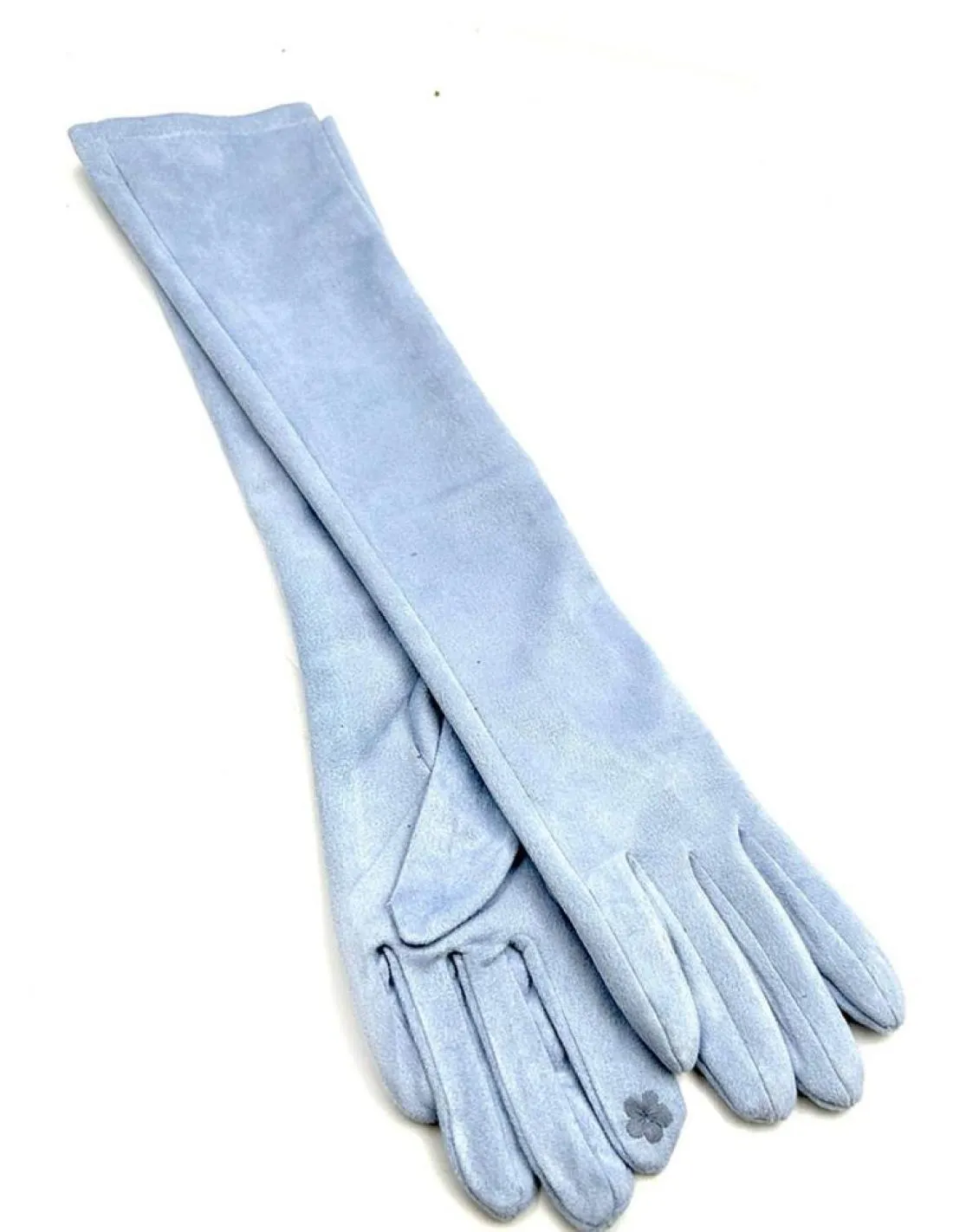 GUANTES AZULES CLARO LARGOS BODA NOCHE Y FIESTA