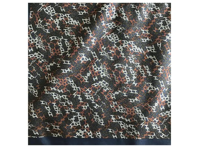 Hermès Cuadrado para hombres " 3D óptico " Azul marino 