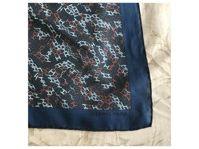 Hermès Cuadrado para hombres " 3D óptico " Azul marino 