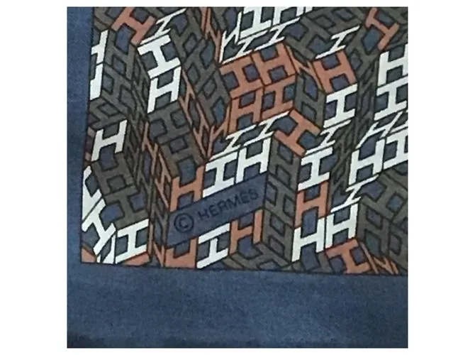 Hermès Cuadrado para hombres " 3D óptico " Azul marino 