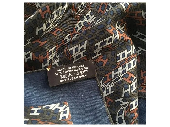 Hermès Cuadrado para hombres " 3D óptico " Azul marino 
