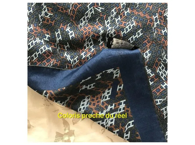 Hermès Cuadrado para hombres " 3D óptico " Azul marino 