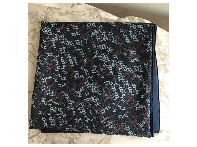 Hermès Cuadrado para hombres " 3D óptico " Azul marino 