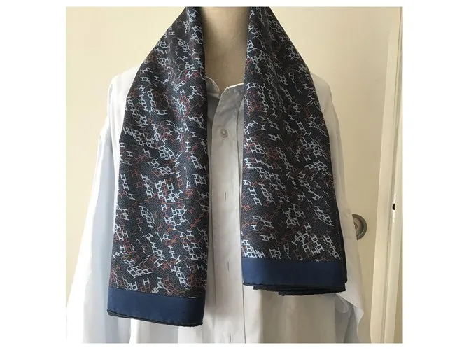 Hermès Cuadrado para hombres " 3D óptico " Azul marino 