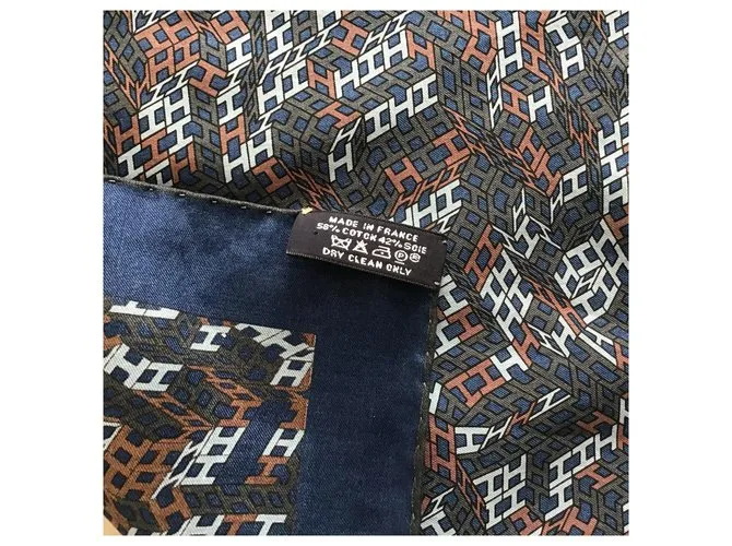 Hermès Cuadrado para hombres " 3D óptico " Azul marino 