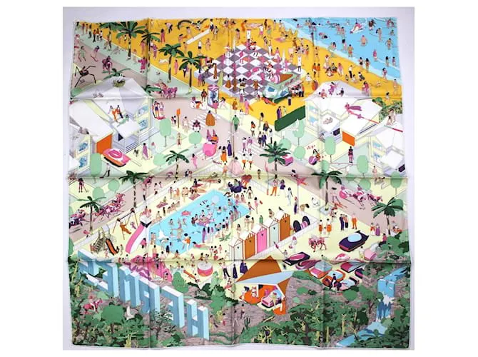 Hermès En La Playa 90 Cuadrado Multicolor 