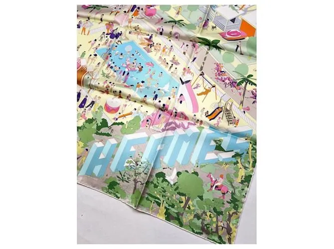 Hermès En La Playa 90 Cuadrado Multicolor 