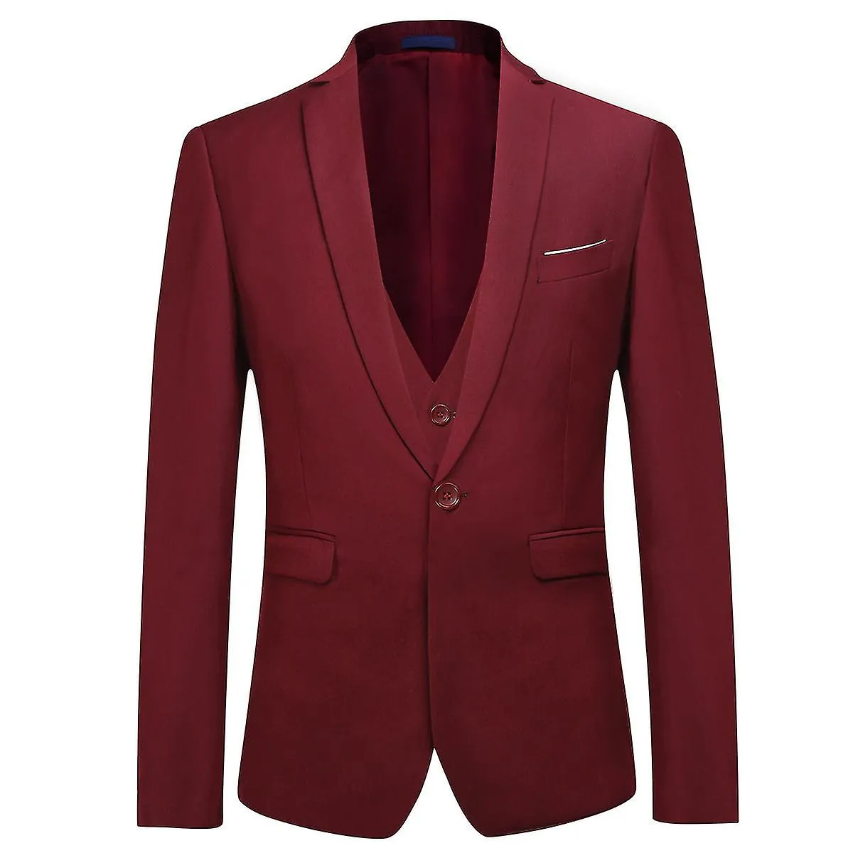 HOMBRE 3PIEZA FIESTA DE NEGOCIOS BODA COLOR SóLIDO SOLAPA CON MUESCAS DELGADO TRAJE DE UN BOTóN (BLAZER + CHALECO + PANTALONES)