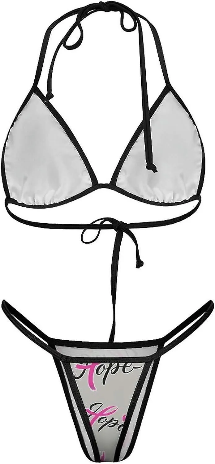 Hope Breast Cancer Awareness Conjuntos de bikini para mujer Traje de baño de 2 piezas Traje de baño sexy Triángulo halter estilo