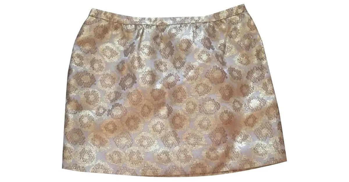J.Crew Falda jacquard dorada. Patrón animal. Bolsillos laterales. Dorado Estampado de leopardo 