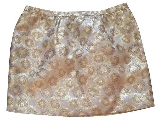 J.Crew Falda jacquard dorada. Patrón animal. Bolsillos laterales. Dorado Estampado de leopardo 