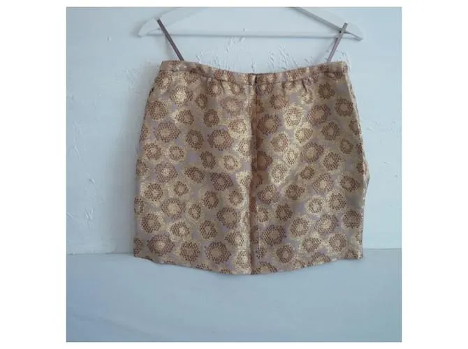 J.Crew Falda jacquard dorada. Patrón animal. Bolsillos laterales. Dorado Estampado de leopardo 