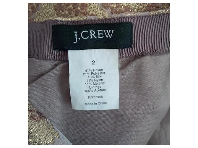 J.Crew Falda jacquard dorada. Patrón animal. Bolsillos laterales. Dorado Estampado de leopardo 