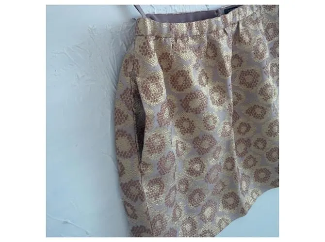 J.Crew Falda jacquard dorada. Patrón animal. Bolsillos laterales. Dorado Estampado de leopardo 