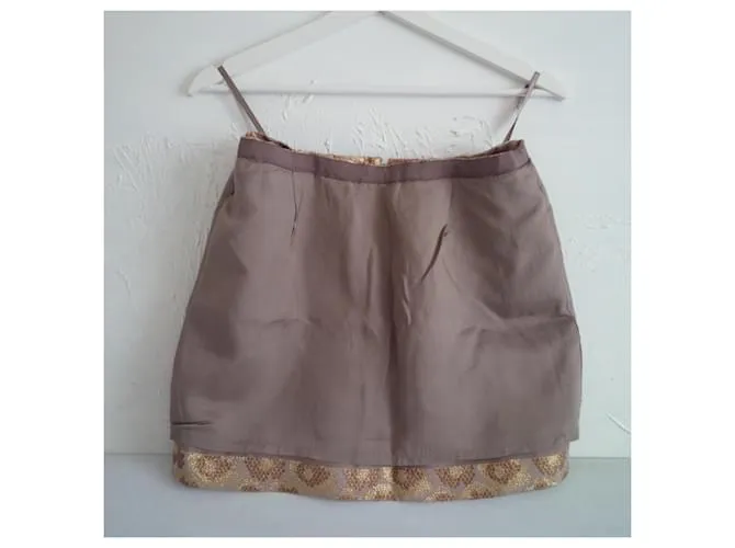 J.Crew Falda jacquard dorada. Patrón animal. Bolsillos laterales. Dorado Estampado de leopardo 