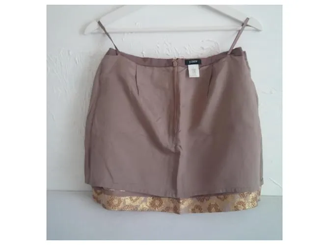 J.Crew Falda jacquard dorada. Patrón animal. Bolsillos laterales. Dorado Estampado de leopardo 