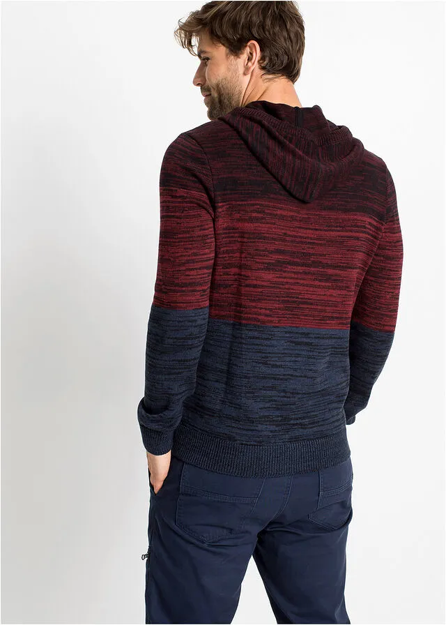 JERSEY CON CAPUCHA ROJOAZUL JASPEADO