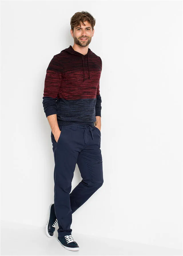 JERSEY CON CAPUCHA ROJOAZUL JASPEADO