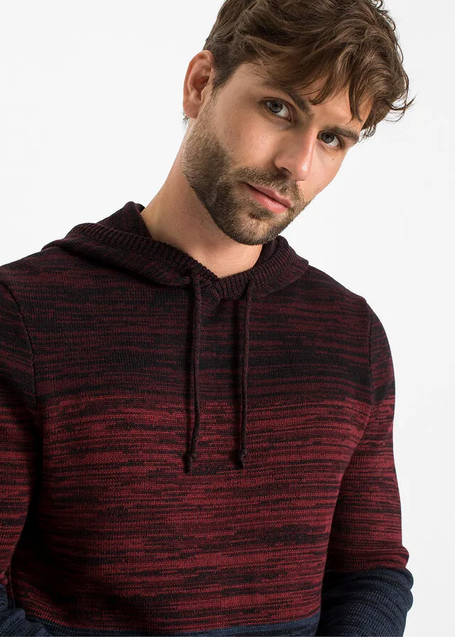 JERSEY CON CAPUCHA ROJOAZUL JASPEADO