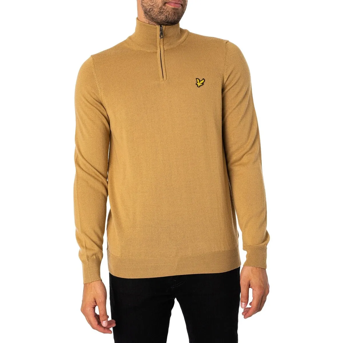 Jersey De Punto Mixto De Merino Con Cremallera De Un Cuarto