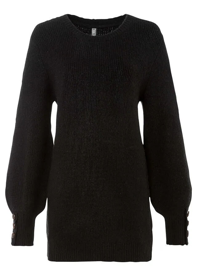 Jersey largo con botones Negro