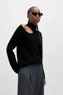 Jersey relaxed fit de cuello medio con detalle recortado