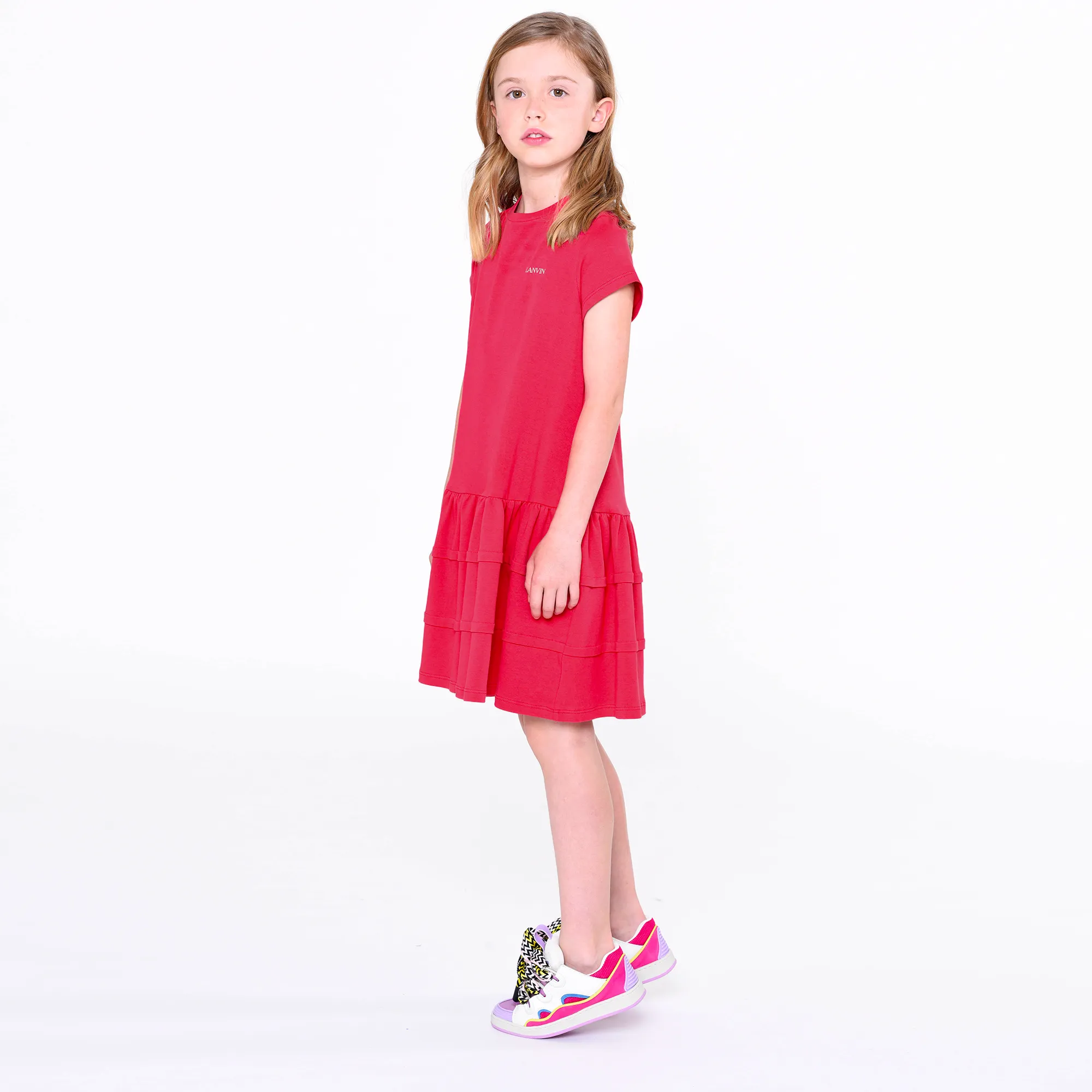 LANVIN Vestido manga corta de algodón