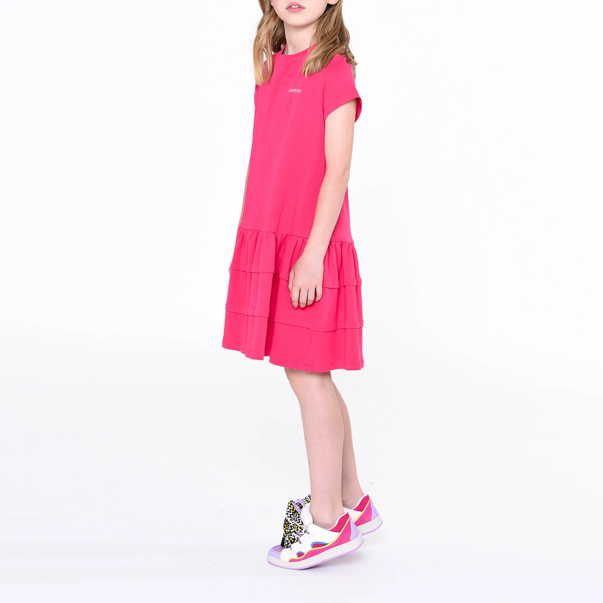 LANVIN Vestido manga corta de algodón
