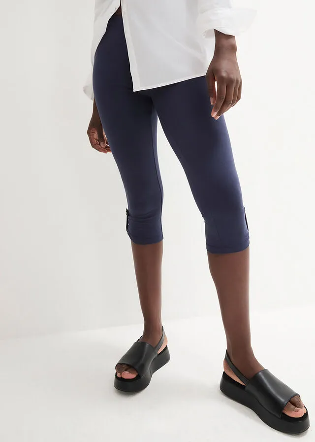 Leggings capri con botón Azul marino