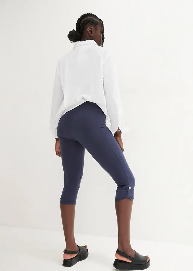 Leggings capri con botón Azul marino