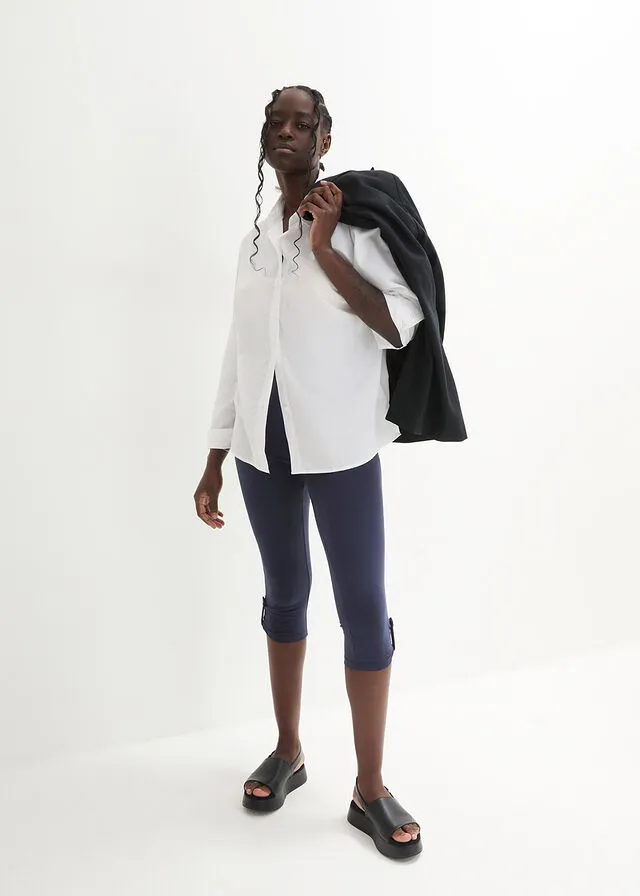 Leggings capri con botón Azul marino