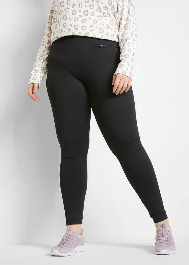 Leggings térmicos hasta el tobillo con bolsillo Negro