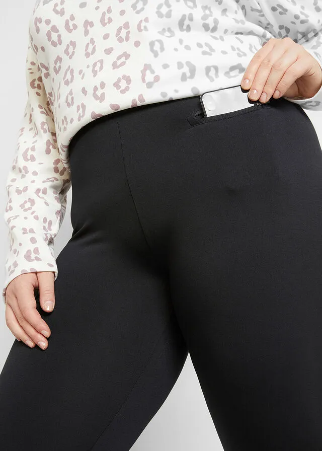 Leggings térmicos hasta el tobillo con bolsillo Negro
