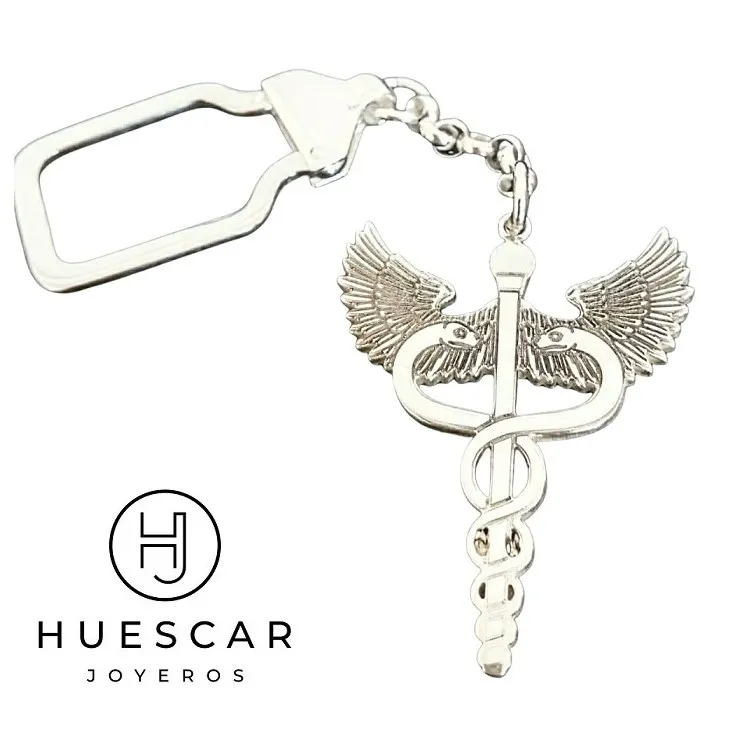Llavero para medicos personalizado en plata de ley