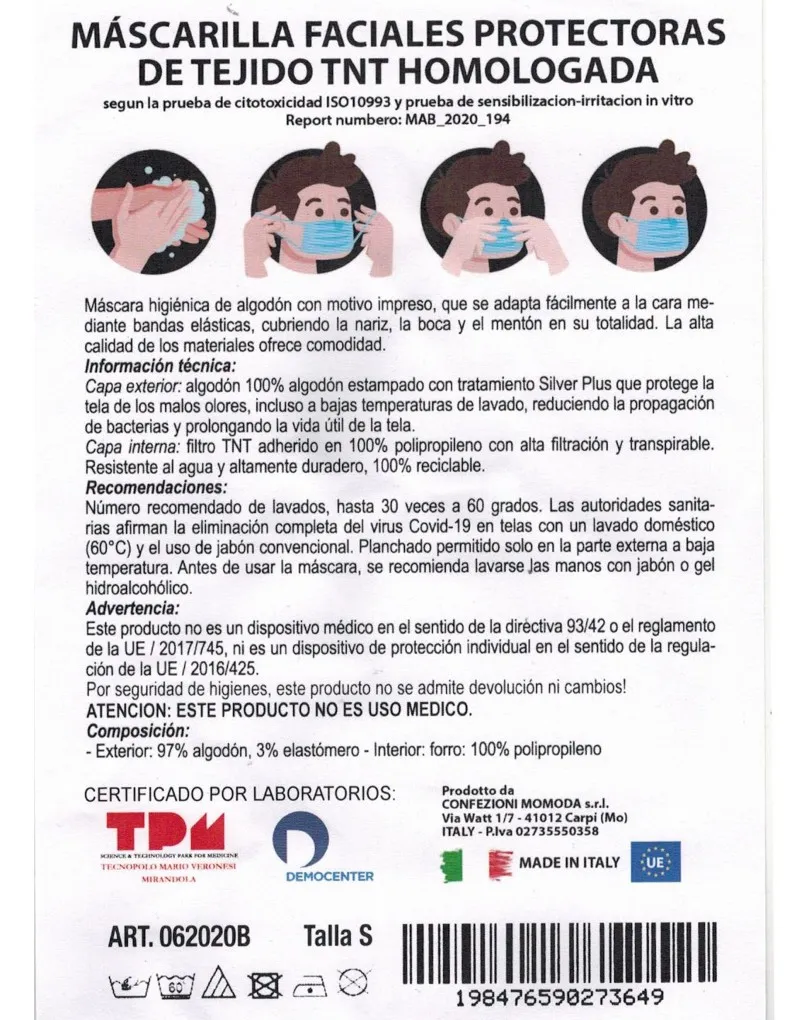 MASCARILLAS HIGIENICAS DE TELA CON LENTEJUELAS