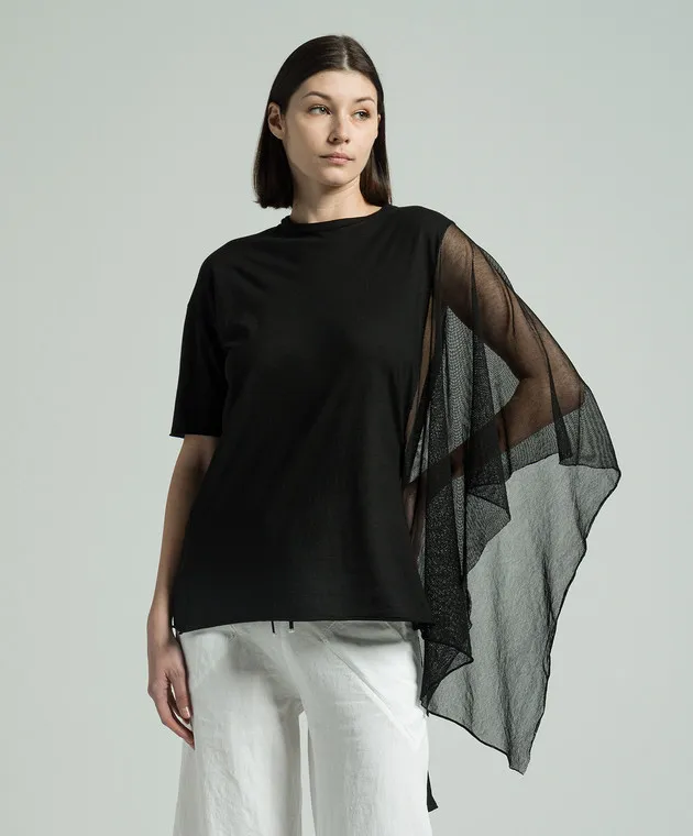 MASNADA BLACK ASYMMETRIC TSHIRT